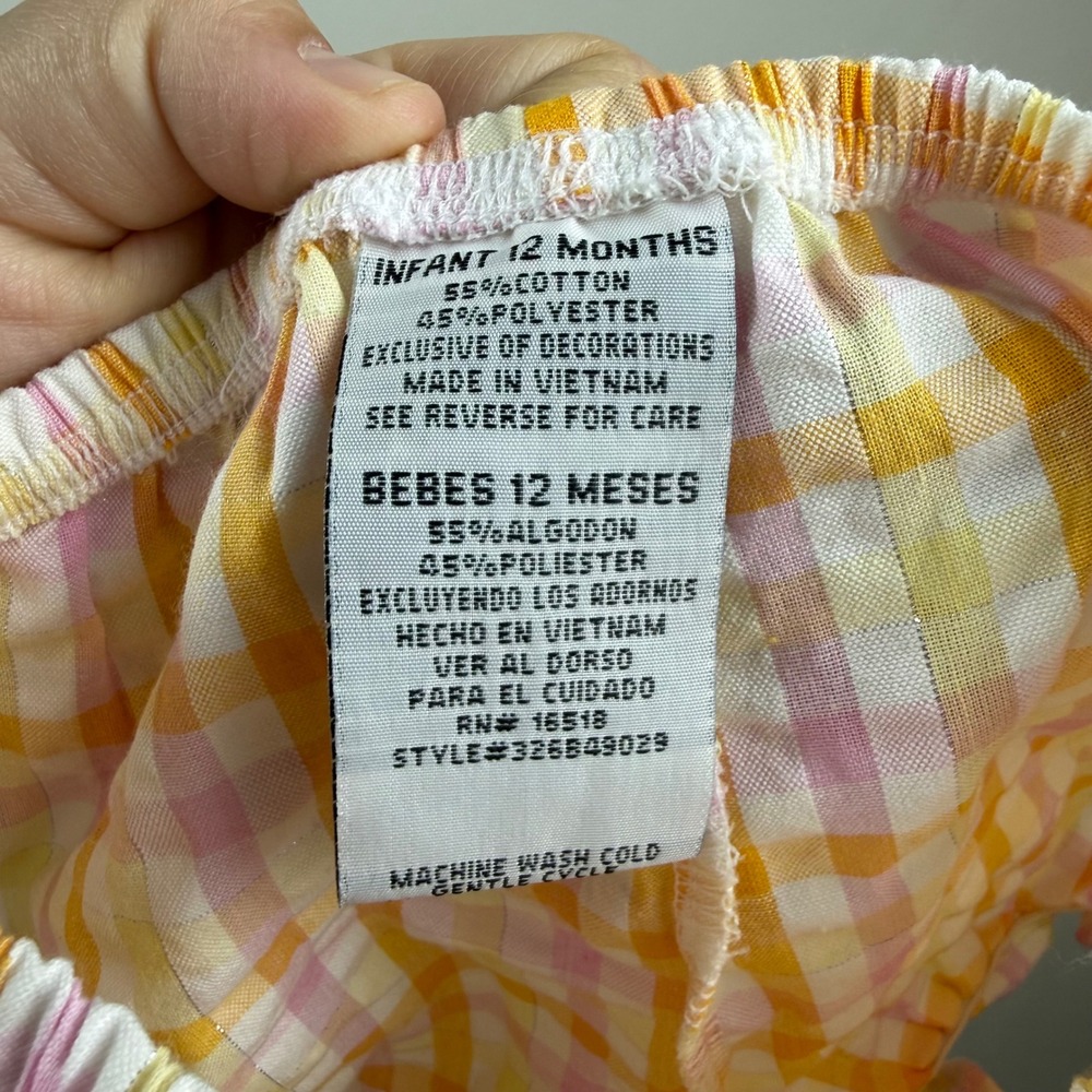 Vintage 2001 Youngland 12M Baby Dress Bloomers Set Pink Gingham Floral NWT - Picture 5 of 13
